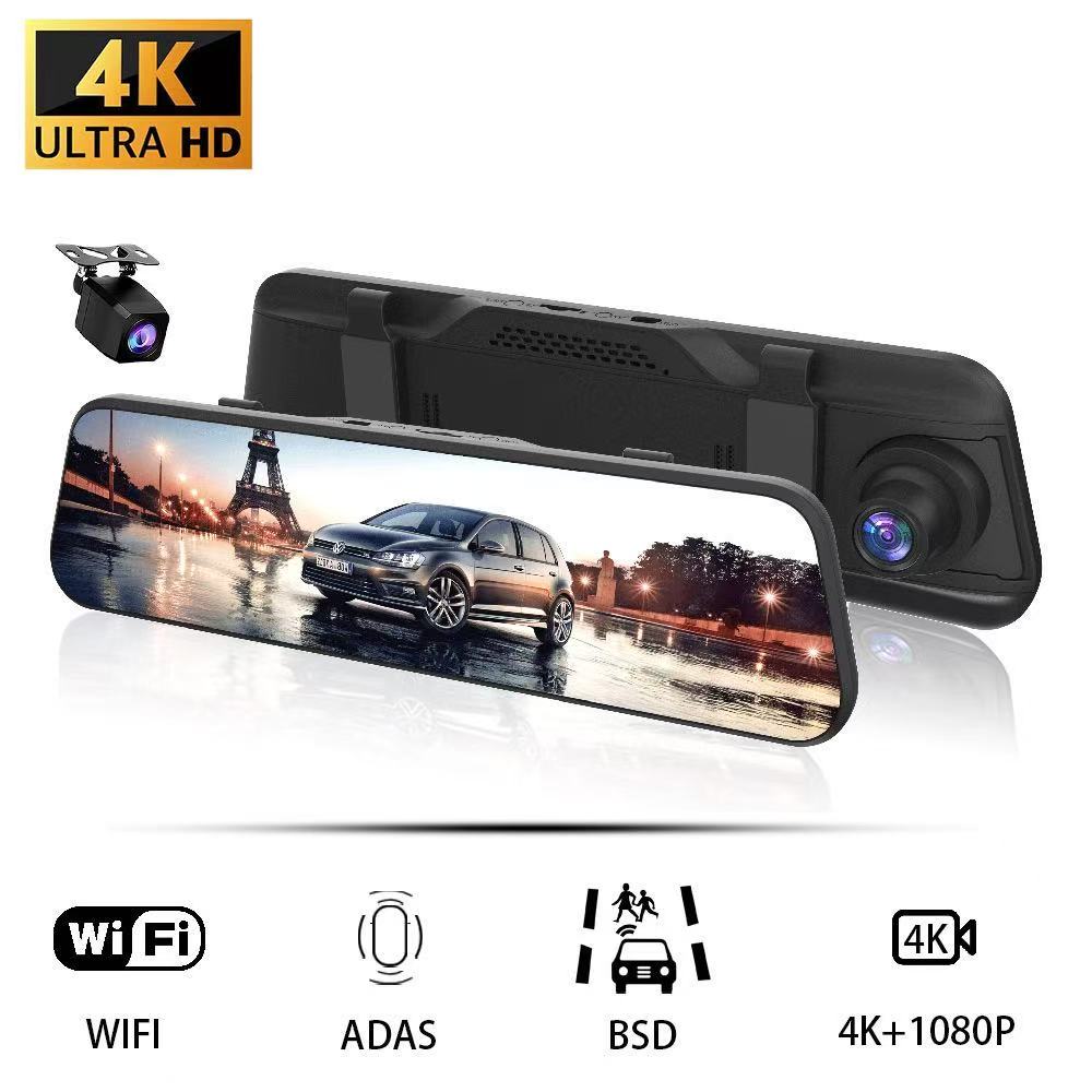 Dash Cam 4K + 1080P Rear View Mirror | GPS, WiFi, Parking Mode
