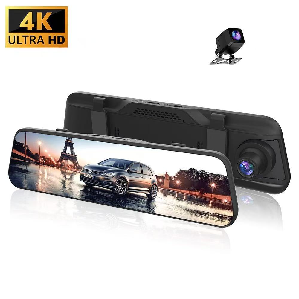 Dash Cam 4K + 1080P Rear View Mirror | GPS, WiFi, Parking Mode
