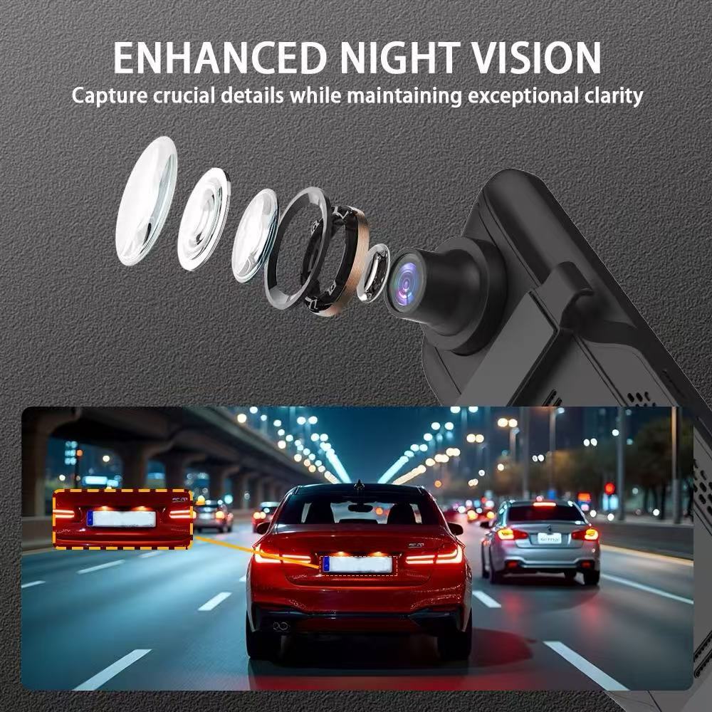 Dash Cam 4K + 1080P Rear View Mirror | GPS, WiFi, Parking Mode