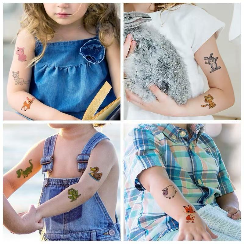 3D Temporary Tattoos for Kids – Animal Cartoon Waterproof Stickers
