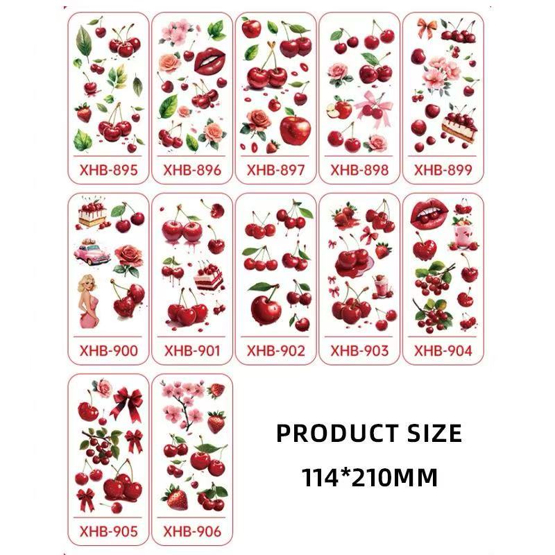 3D Temporary Tattoos – Cherry & Floral Style for Women