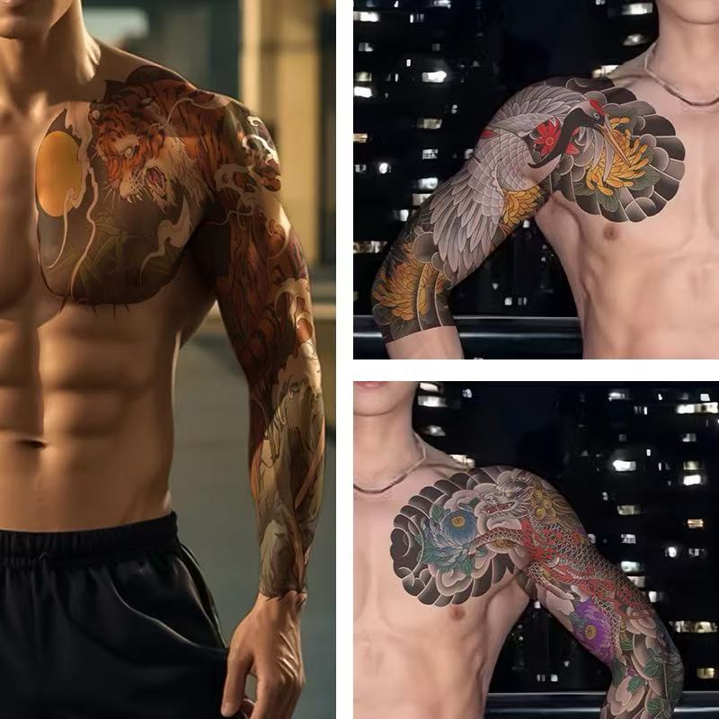 3D Temporary Tattoos for Men – Full Arm Sleeve Realistic Effect