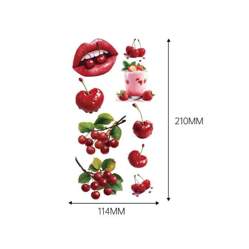 3D Temporary Tattoos – Cherry & Floral Style for Women