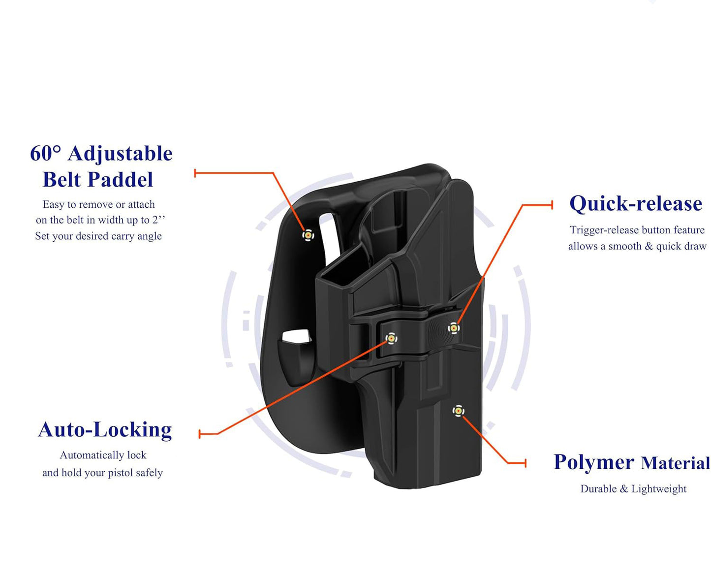 OWB Paddle Holster for Glock 19 / 19X / 23 / 32 / 44 / 45 (Right Hand)