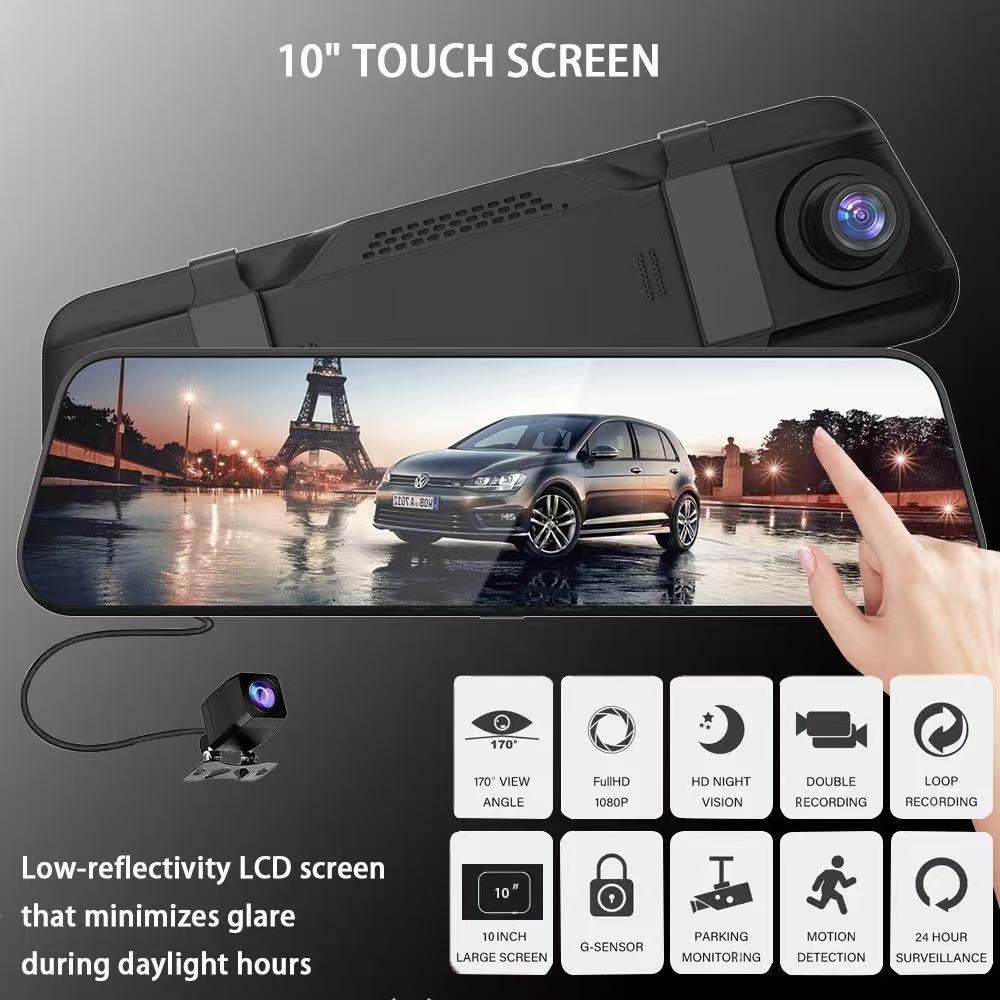 Dash Cam 4K + 1080P Rear View Mirror | GPS, WiFi, Parking Mode