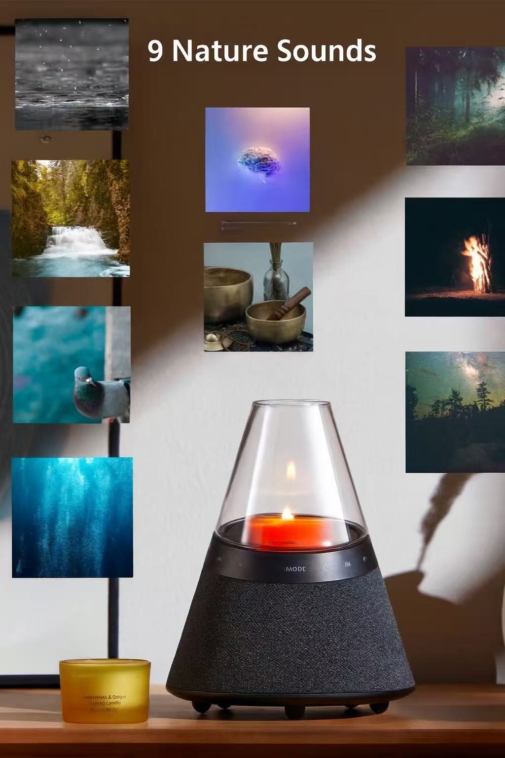 Aromatherapy Candle Bluetooth Speaker – Wireless High-Fidelity Sound & Relaxing Scent Diffuser with 9 Nature Sounds