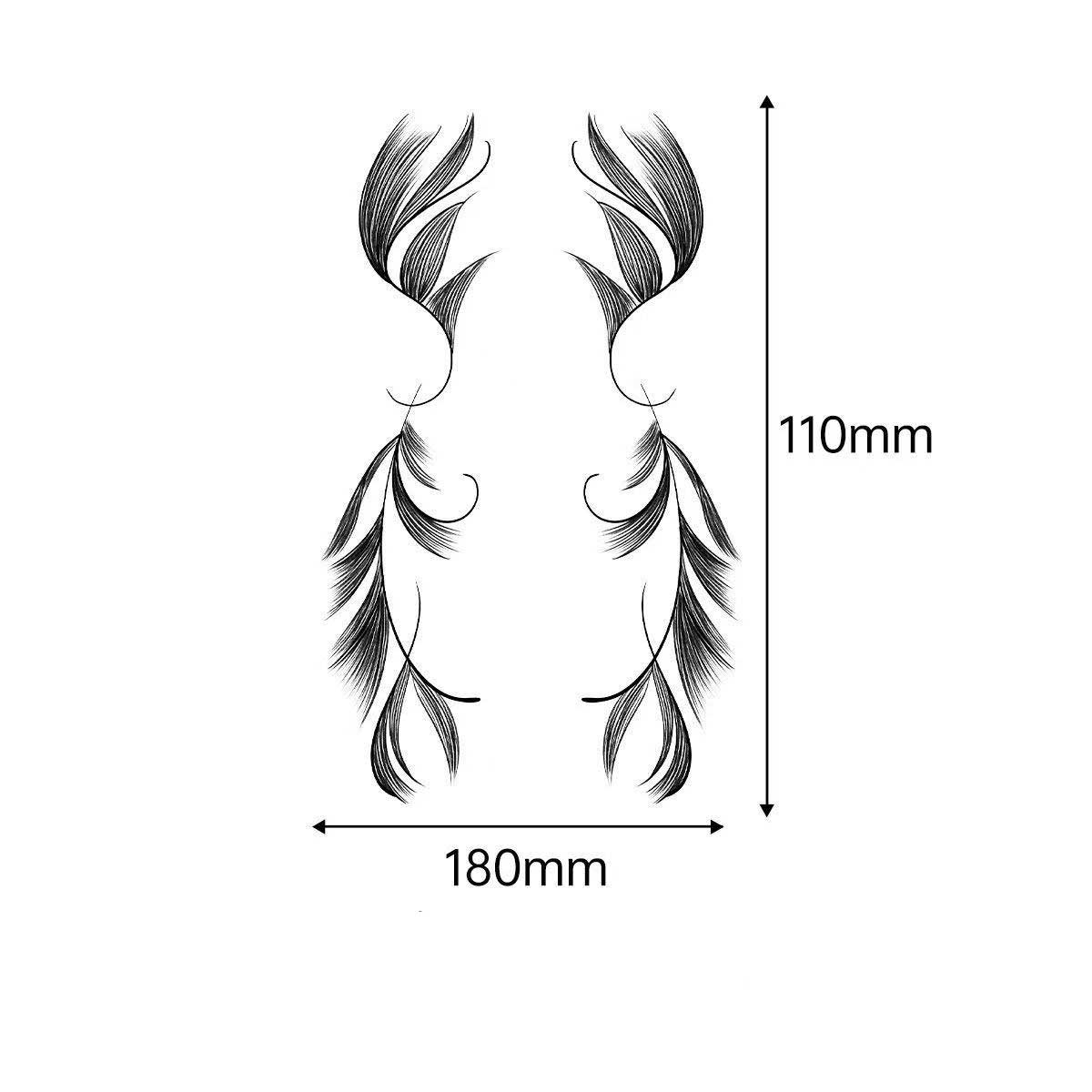 3D Faux Eyelash Tattoo Stickers – Realistic Hairline & Sideburn Design for Instant Glam