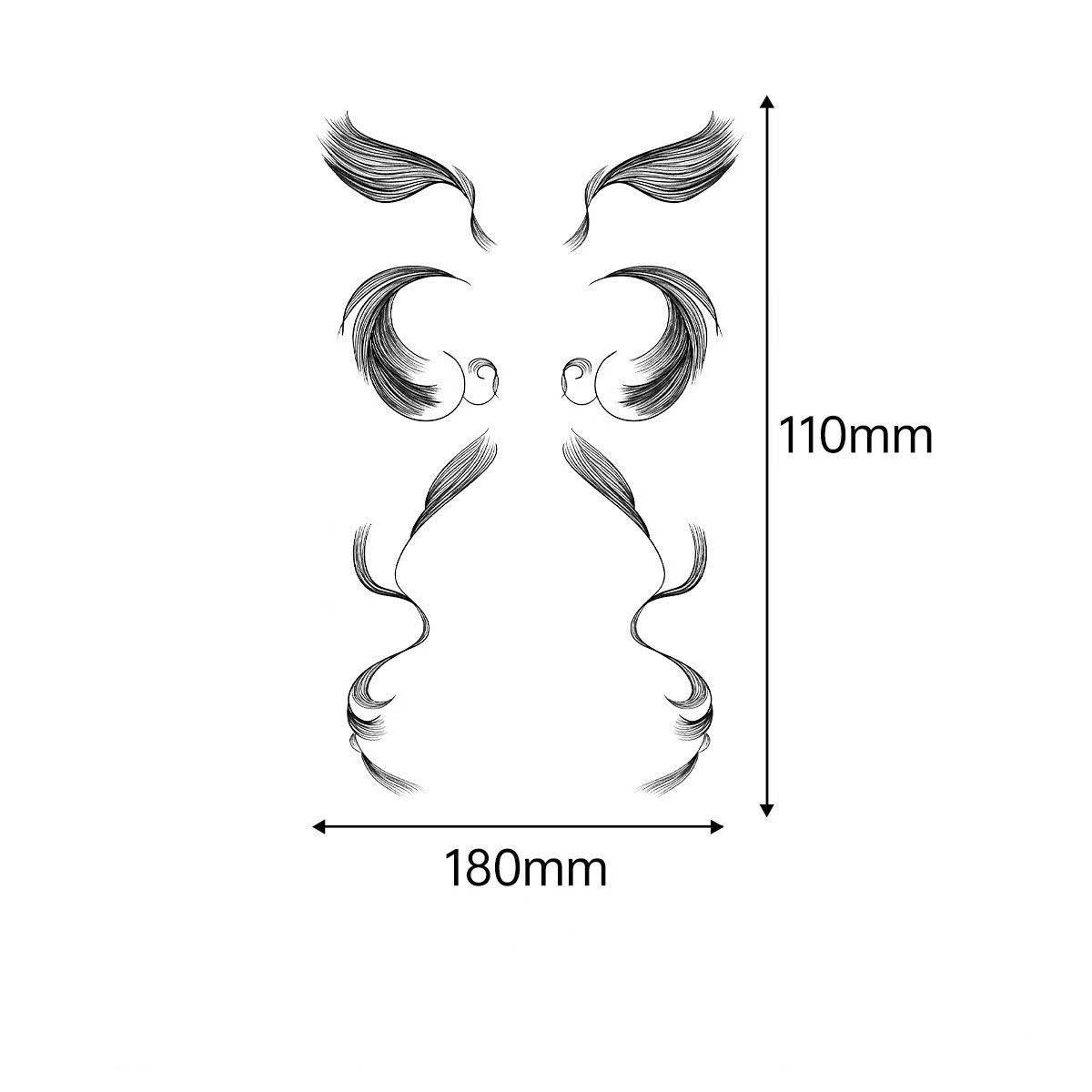 3D Faux Eyelash Tattoo Stickers – Realistic Hairline & Sideburn Design for Instant Glam