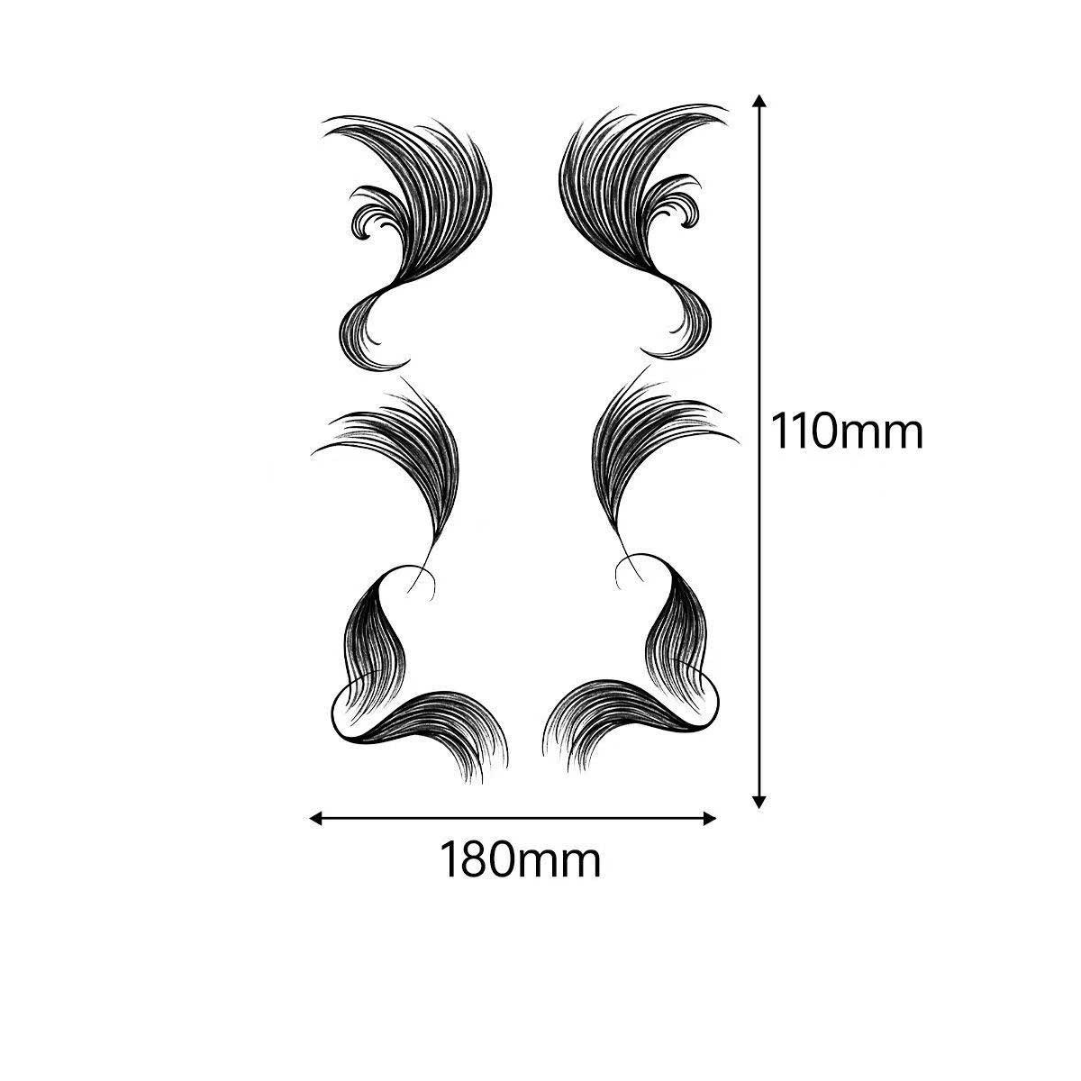 3D Faux Eyelash Tattoo Stickers – Realistic Hairline & Sideburn Design for Instant Glam