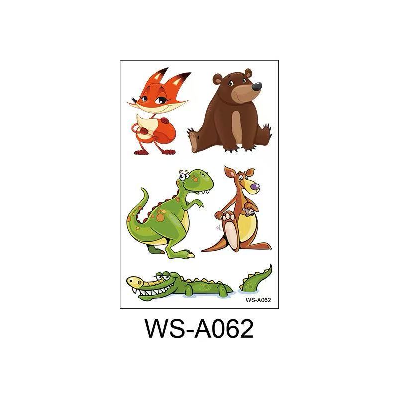 3D Temporary Tattoos for Kids – Animal Cartoon Waterproof Stickers