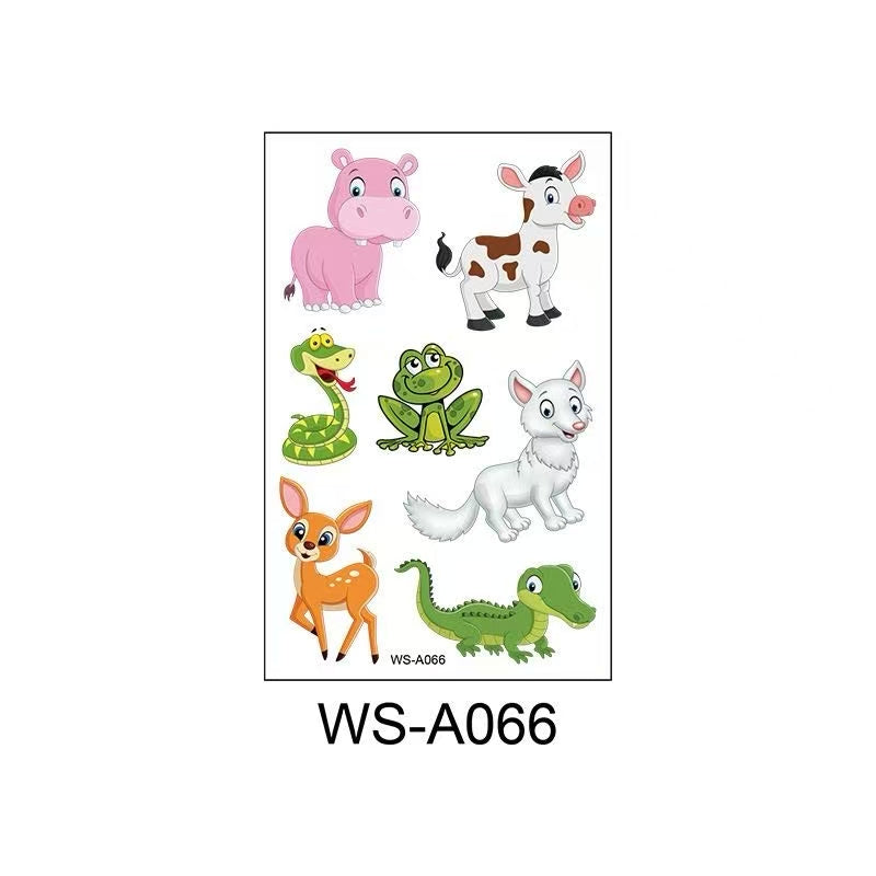 3D Temporary Tattoos for Kids – Animal Cartoon Waterproof Stickers