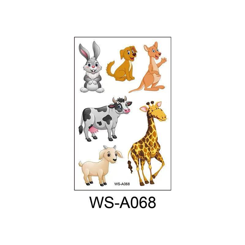 3D Temporary Tattoos for Kids – Animal Cartoon Waterproof Stickers