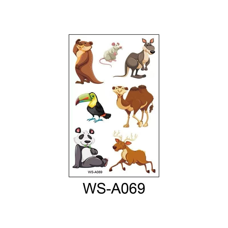 3D Temporary Tattoos for Kids – Animal Cartoon Waterproof Stickers