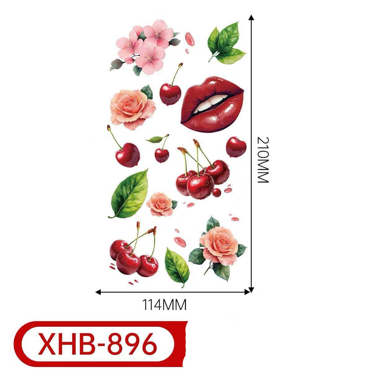 3D Temporary Tattoos – Cherry & Floral Style for Women