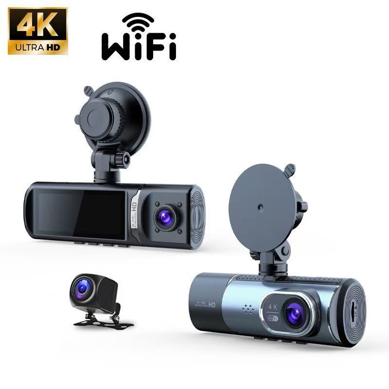 Dash Cam 4K Front + 1080P Cabin + 1080P Rear | 3-Channel Car Camera with IR Night Vision