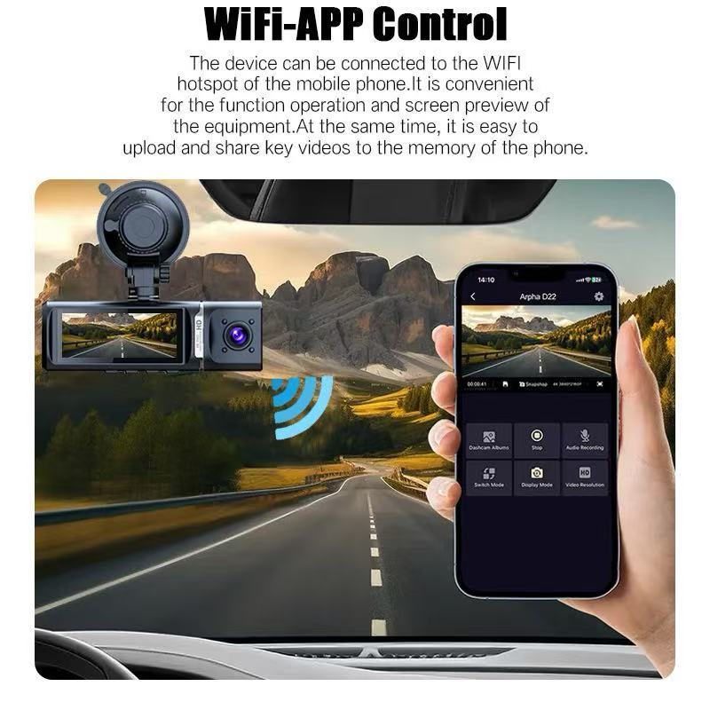 Dash Cam 4K Front + 1080P Cabin + 1080P Rear | 3-Channel Car Camera with IR Night Vision