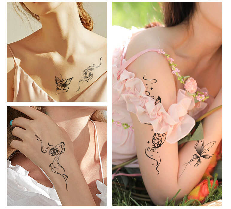 Flower and Dragon Tattoos