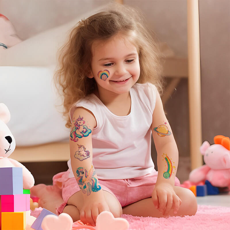 Unicorn Tattoos with Glitter for Kids