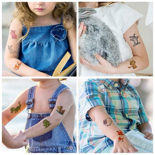 3D Temporary Tattoos for Kids – Animal Cartoon Waterproof Stickers