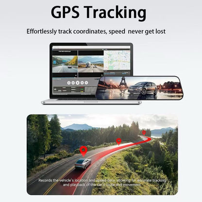 Dash Cam 4K + 1080P Rear View Mirror | GPS, WiFi, Parking Mode