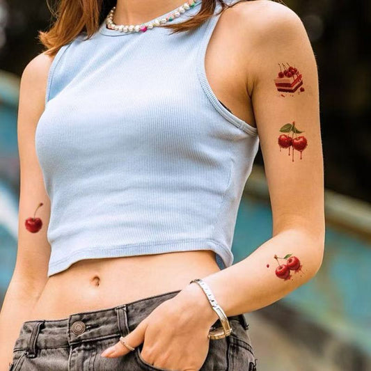 3D Temporary Tattoos – Cherry & Floral Style for Women