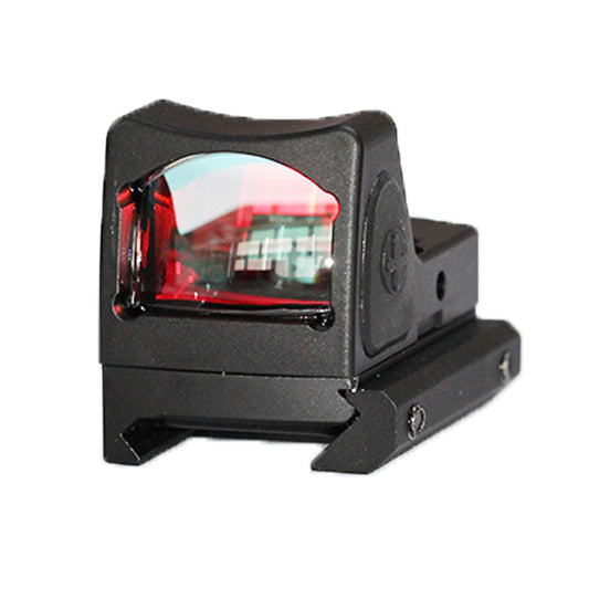 Close-up view of Trijicon RMR Type 2 6.5 MOA sight showing red dot window
