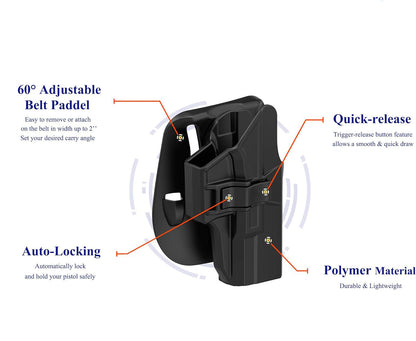 OWB Paddle Holster for Glock 19 / 19X / 23 / 32 / 44 / 45 (Right Hand)