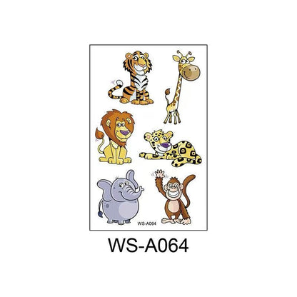 3D Temporary Tattoos for Kids – Animal Cartoon Waterproof Stickers