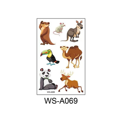 3D Temporary Tattoos for Kids – Animal Cartoon Waterproof Stickers