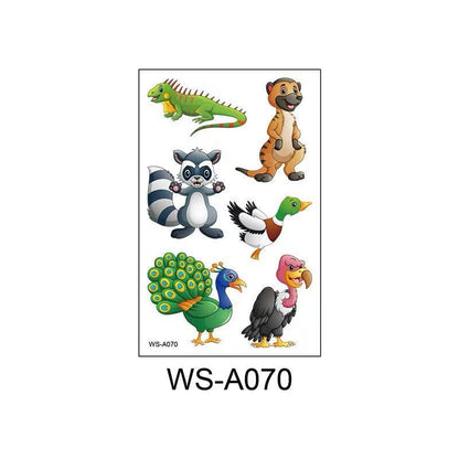 3D Temporary Tattoos for Kids – Animal Cartoon Waterproof Stickers