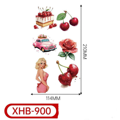 3D Temporary Tattoos – Cherry & Floral Style for Women