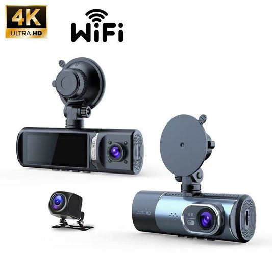 Dash Cam 4K Front + 1080P Cabin + 1080P Rear | 3-Channel Car Camera with IR Night Vision