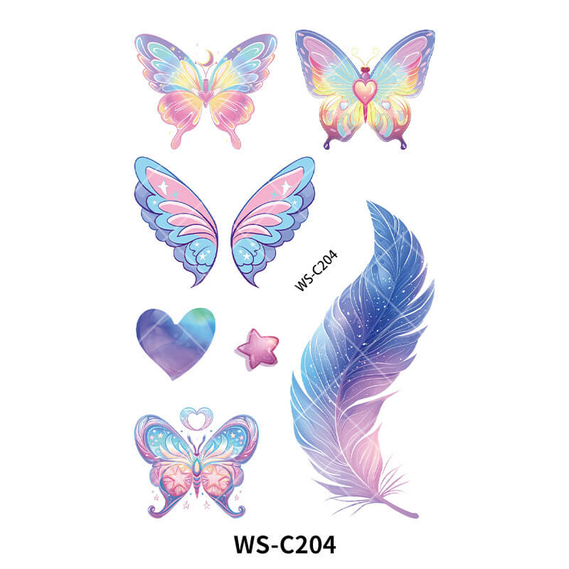 Butterfly Tattoos with Glitter Design for Kids